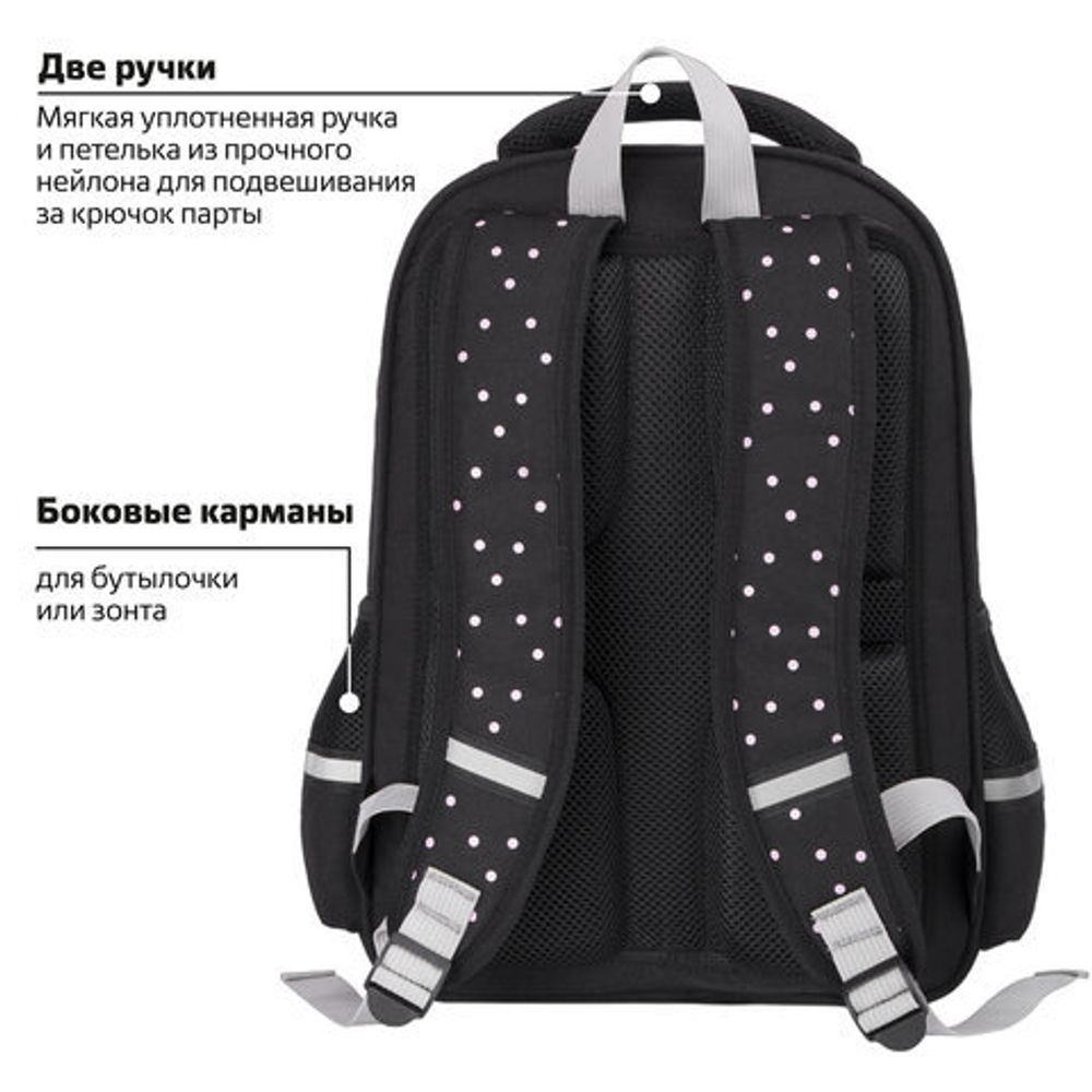 Рюкзак BRAUBERG SOFT, 2 отделения, "Joyful kitten", СВЕТЯЩИЙСЯ, 40х31х15 см, 228791