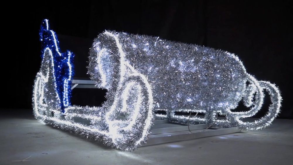 Светодиодная конструкция "Сани с двумя оленями"