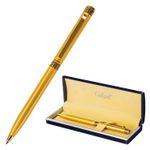 Ручка подарочная шариковая GALANT "Ingrid", тонкий корпус, золотистый, золотистые детали, пишущий узел 0,7 мм, синяя, 141008