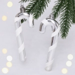 Елочные игрушки «Леденец» 12 см (набор 2 шт), Серебро