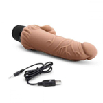 Кофейный вибратор-реалистик с клиторальными лепестками 7 Realistic Vibrator - 21,5 см. (Цвет: кофейный)