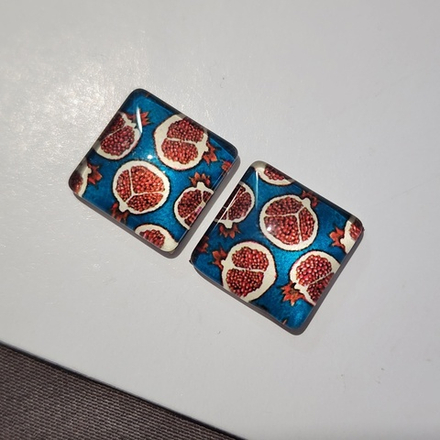 Принт, 12мм, квадрат, стеклянный кабошон