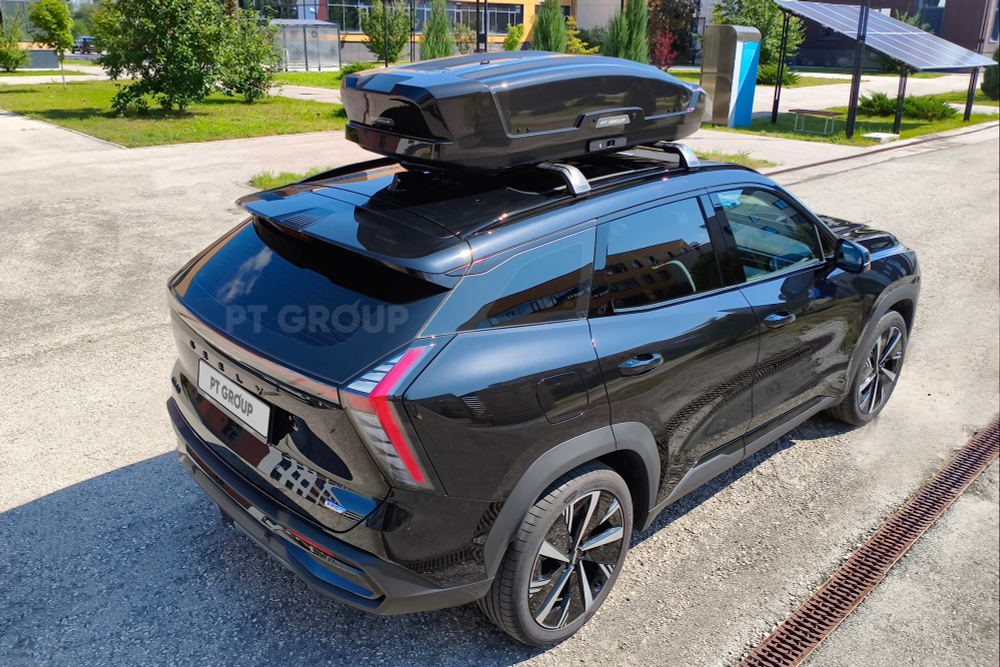 Автобокс на крышу автомобиля "Space" двустороннее открывание (черный) / PT-Group