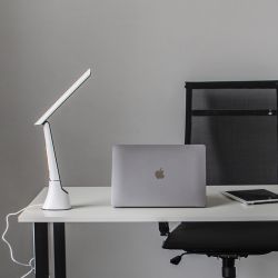 TLD-564 White-Black-LED-500Lm-3000-6000K-Dimmer-NightLight Светильник настольный с ночником. 8W. Сенсорный выключатель. Диммер. Белый с черным. ТМ Uniel