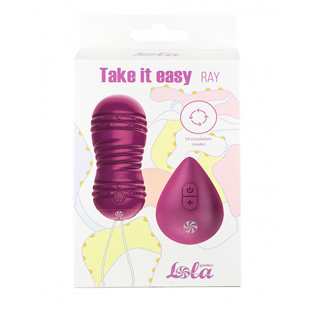Фиолетовые вагинальные виброшарики 8,3см с пультом ДУ Lola Games Take It Easy Ray 9021-11lola