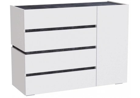 Комод Woodville Атлон белый, бетон темный