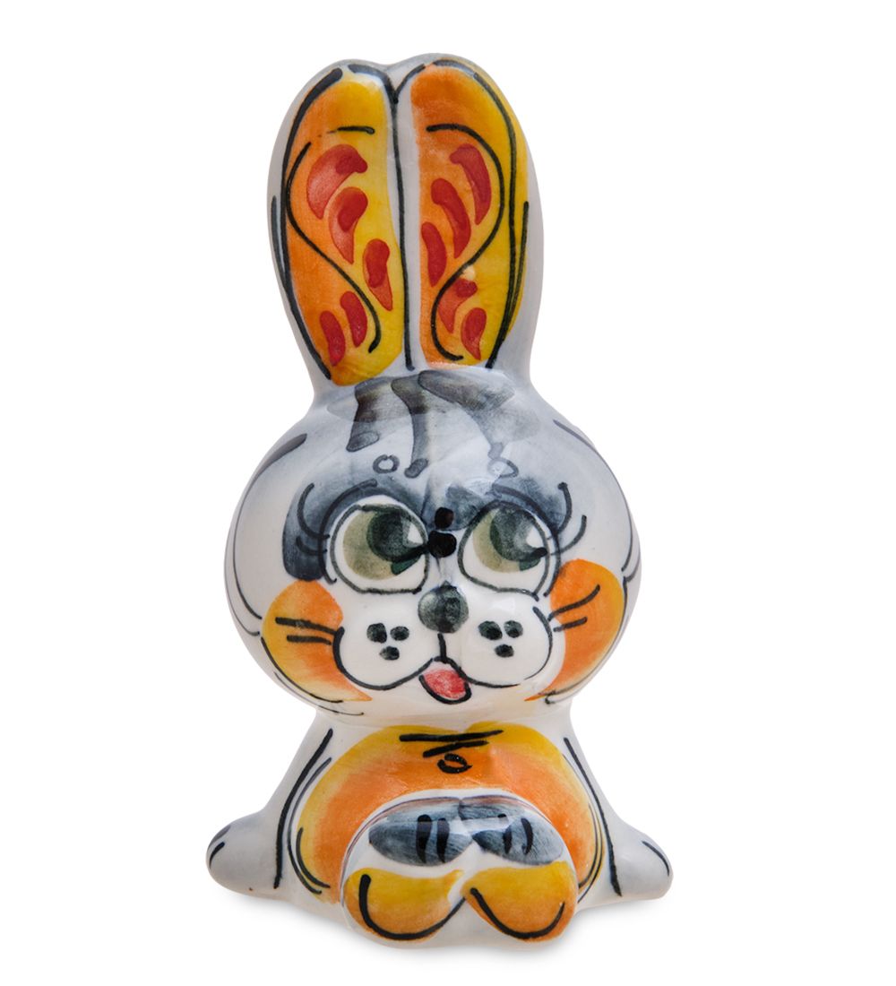 ГЛ- 072 Фигурка «Зайчонок-Кнопа» цв. (Гжельский фарфор)