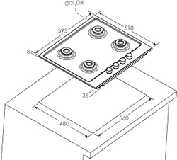 Газовая варочная панель Candy CHW6BR4WGTGH