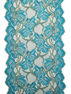 157 Кружево эластичное 19 см, Италия, голубой/олива