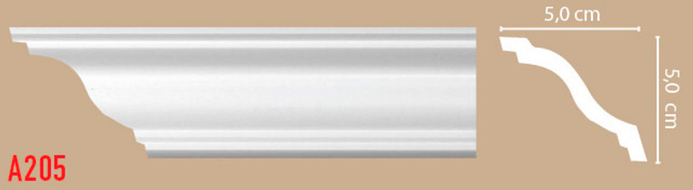 Плинтус потолочный ударопрочный гладкий Decomaster A205 50х50х2000мм