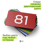 Табличка с номером 81 на дверь квартиры, для офиса, кабинета, аудитории, склада, красная 120х70 мм, Айдентика Технолоджи