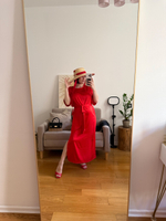 Канотье пшеница с красной лентой