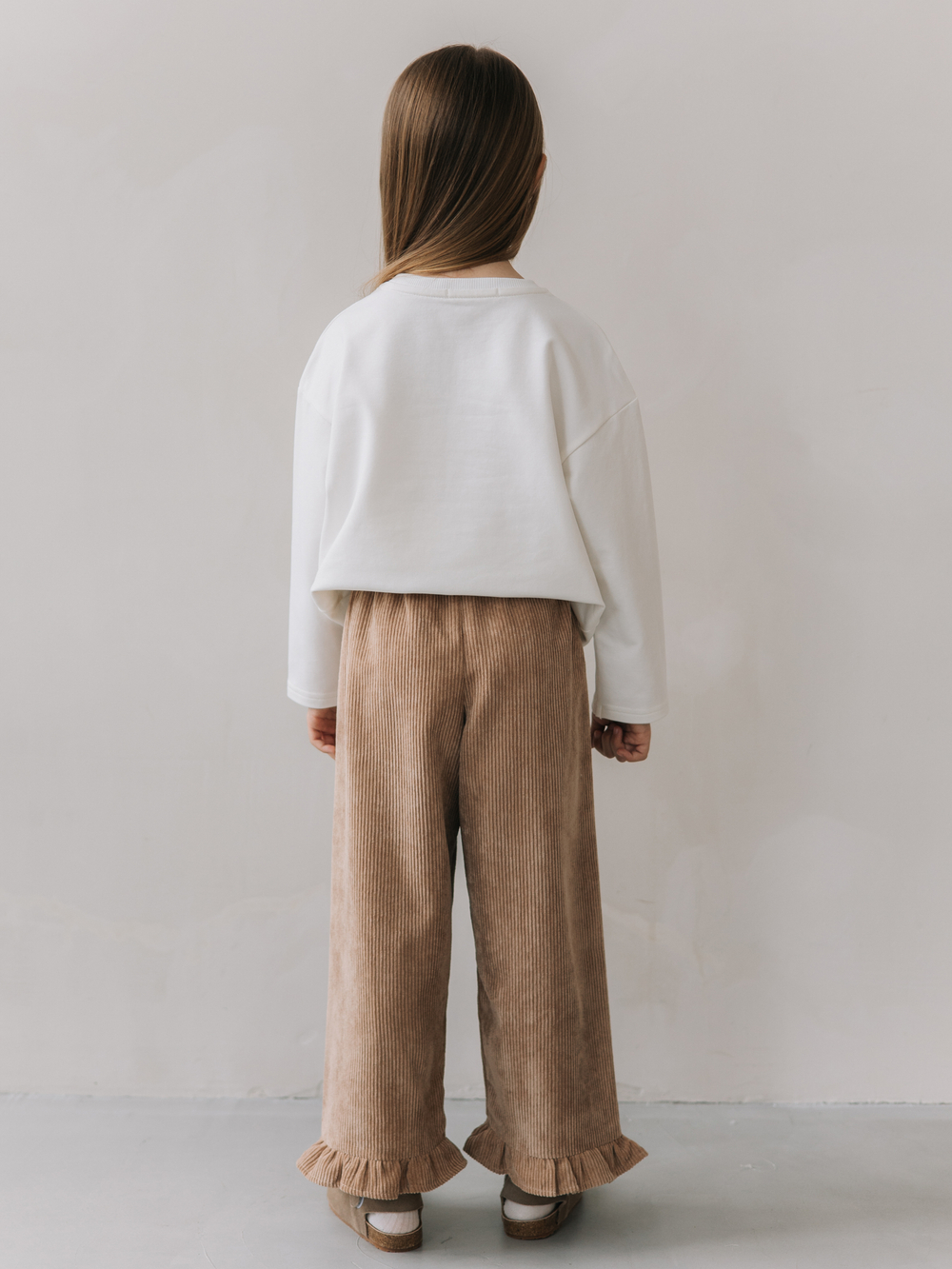 Вельветовые брюки с рюшками, Кофе