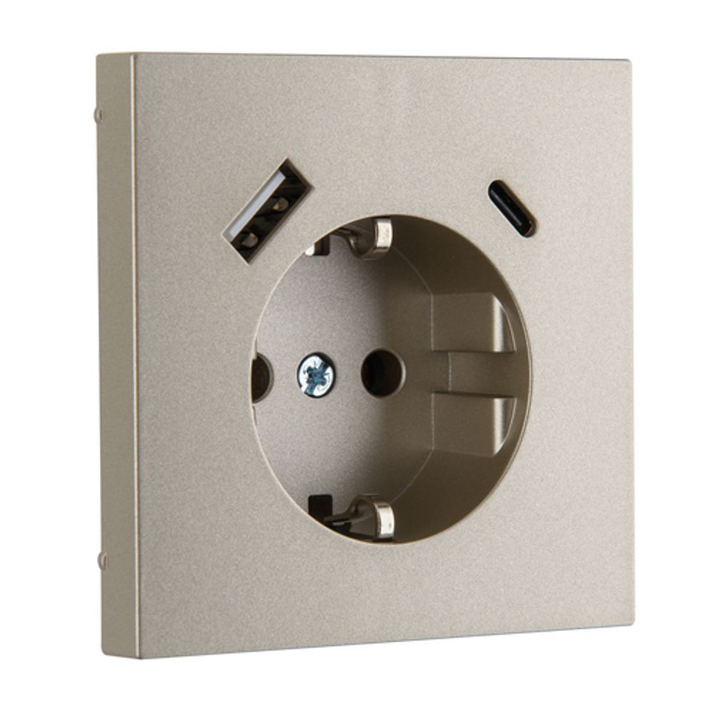 Розетка с USB, 16А 250В с зарядным (A+C) 3,4А LIREGUS MODERN IUK-3-01.M/СH шампань