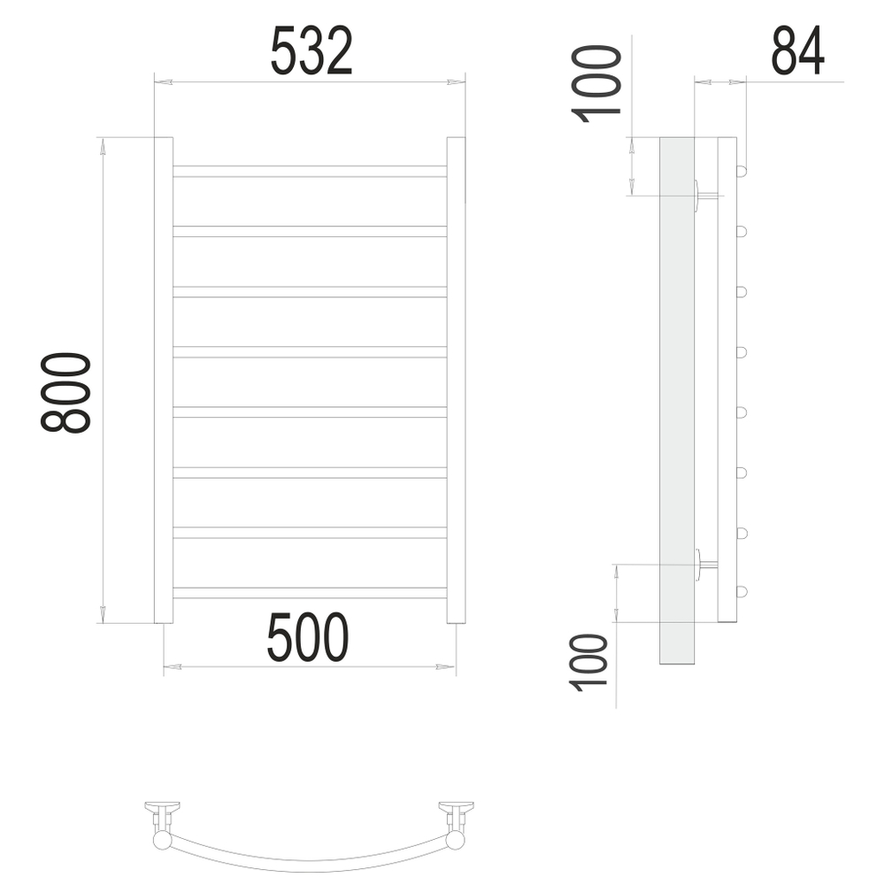 Полотенцесушитель TERMINUS Эконом Классик П8 500х800 NEW, шт