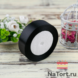 Лента атласная 25 мм (23 метра, цвет №39 Черный)