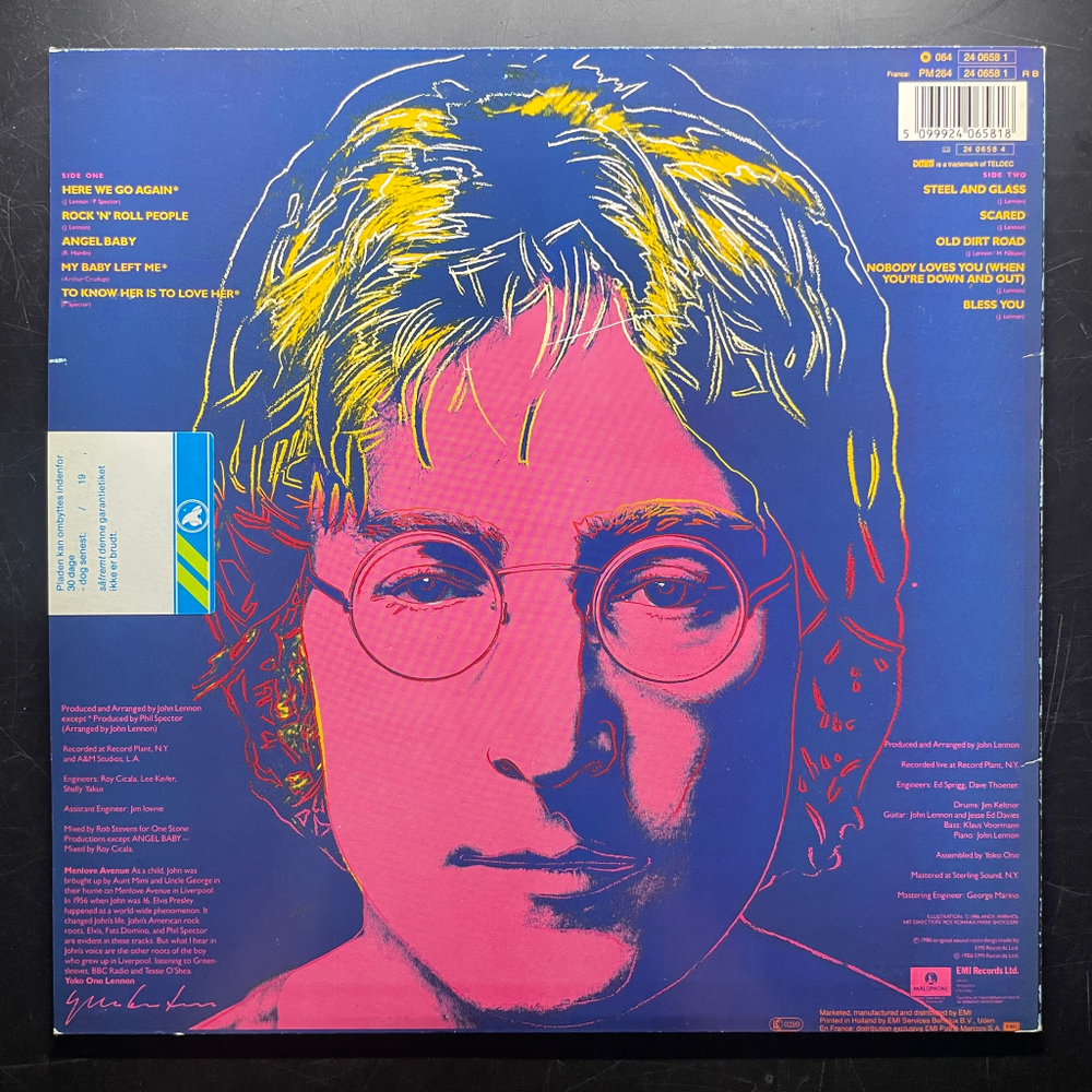 John Lennon ‎– Menlove Ave (Европа 1986г.)