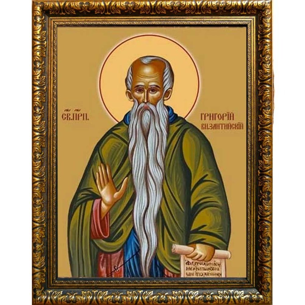 Григорий (Дримис) Византийский, Святогорец, Афонский, преподобный. Икона на холсте.