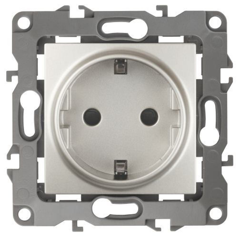 Розетка 1-м СП Эра12 12-2102-15 16А IP20 16AX 250В 2P+E Schuko защ. шторки механизм перламутр. Эра Б0019326