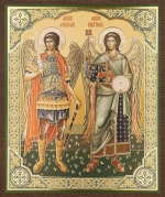 Икона "Михаил и Гавриил Архангелы" 10х12 на МДФ-6