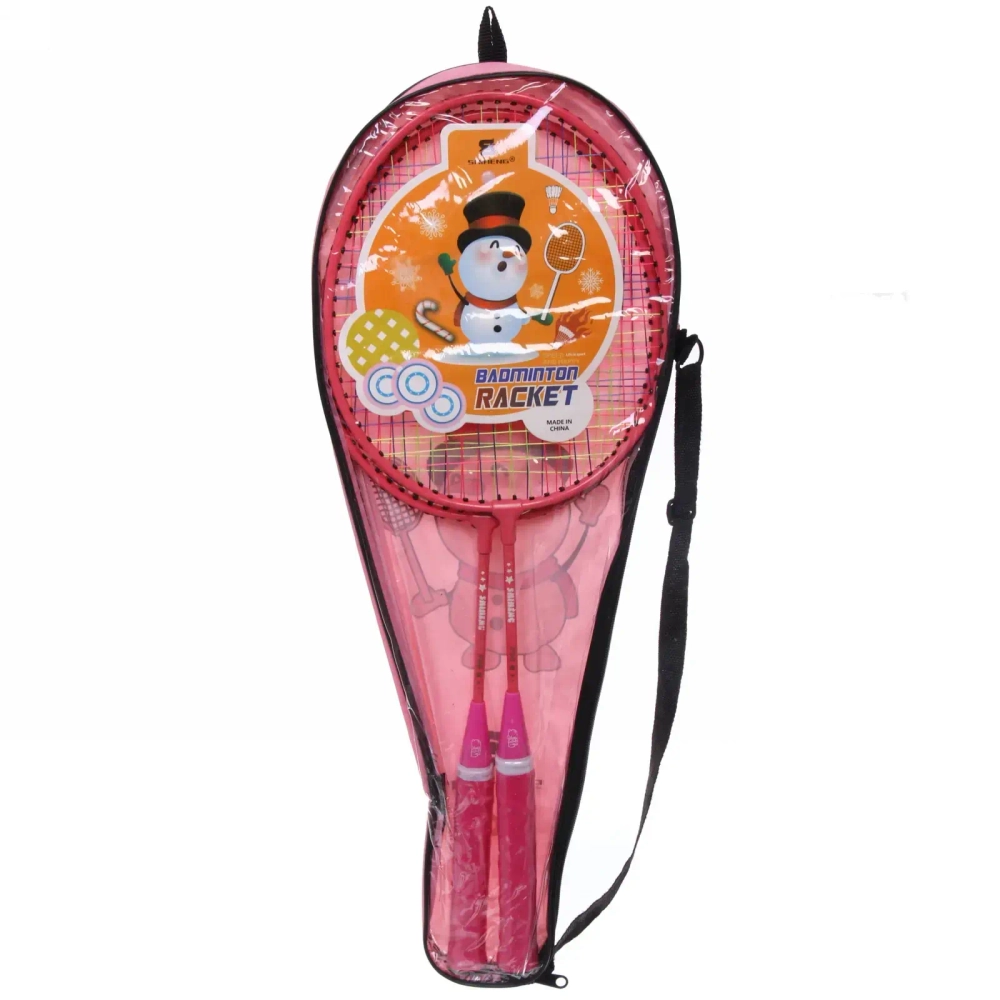 Бадминтон в наборе K-708 3 предмета: 2 металлические ракетки 56 см, чехол (розовый)