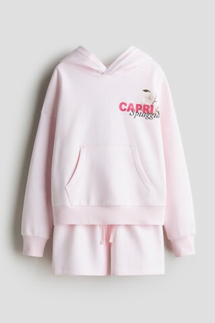 H&M Комплект из толстовки и шортов, светло-розовый