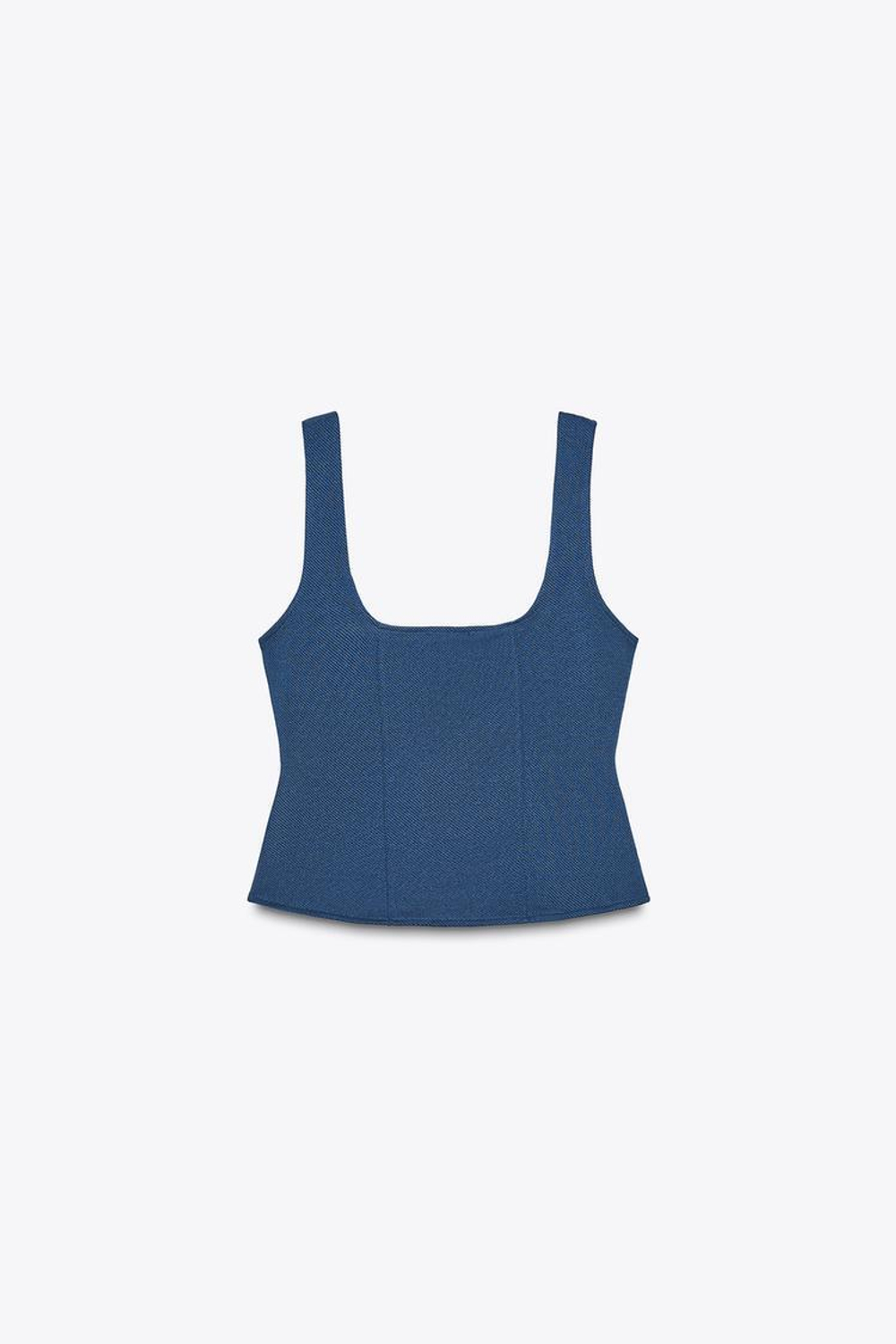 ZARA ТОП ИЗ ТВИЛА С ПУГОВИЦАМИ, ИНДИГО