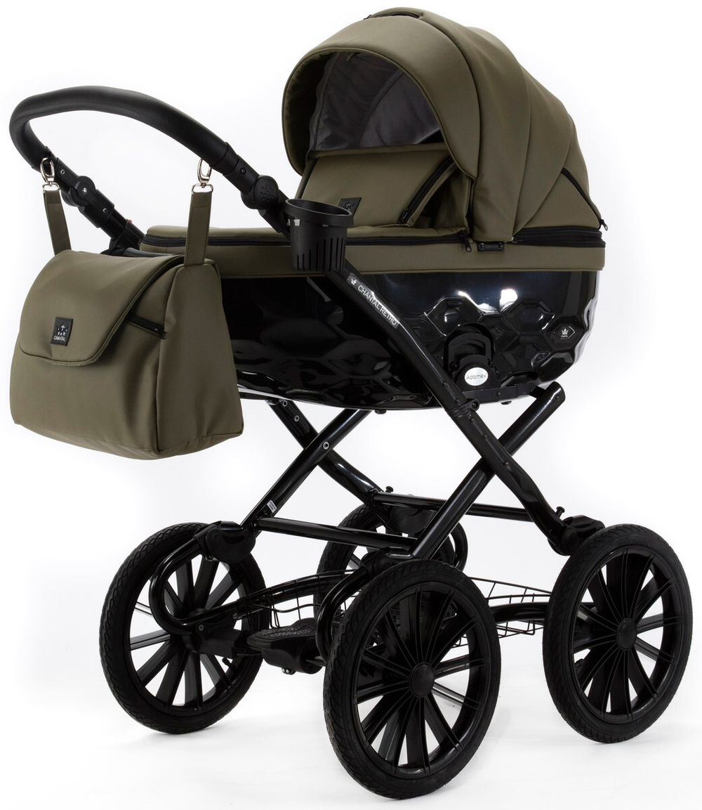 Детская коляска Adamex Chantal Retro Deluxe 2 в 1 C-SA21 (ХАКИ КОЖА)