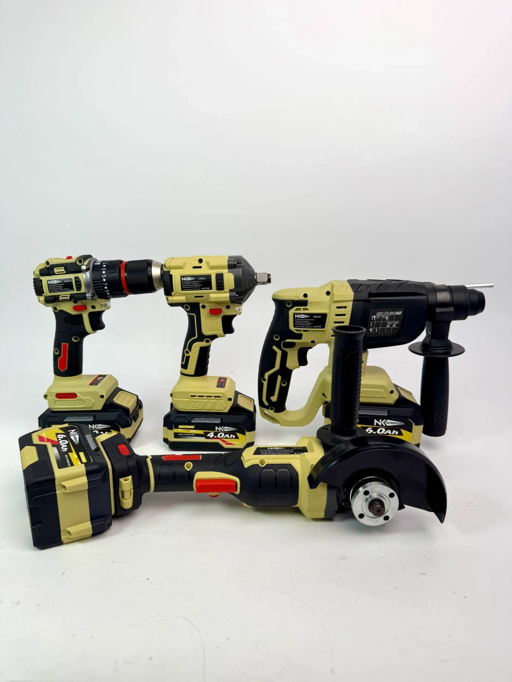 Аккумуляторный Набор Электроинструмента 4в1 NK 11.2 (ушм, шуруповерт, гайковерт, перфоратор, акб 6.0Ah 2шт, 4.0Ah 2шт)