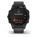 Спортивные наручные часы Garmin Fenix 6 Pro Solar черный с серым ремешком 010-02410-11