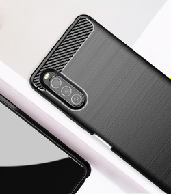 Чехол на Sony Xperia 10 II 2 генерация с 2020, серия Carbon черного цвета от Caseport