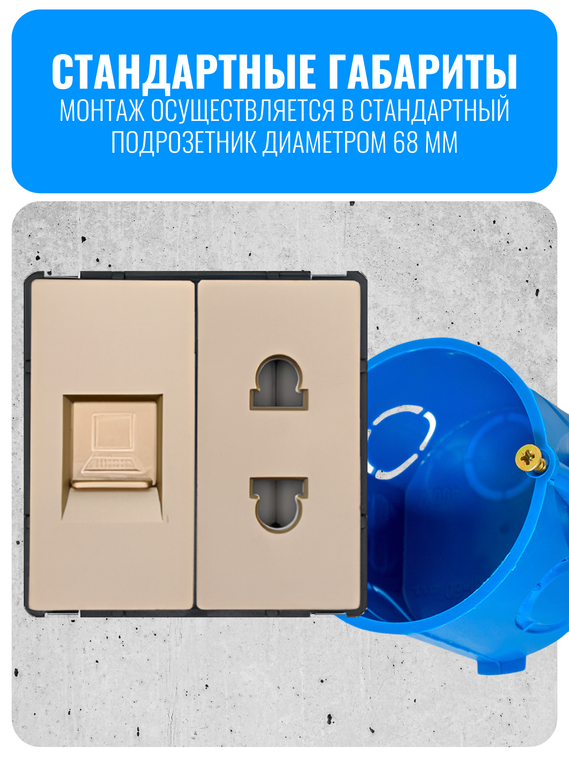 Розетка комбинированная Smart Aura для роутера 220В + RJ45 серия Classic без рамки