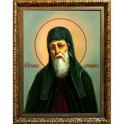 Памва Печерский, затворник, преподобный иеромонах. Икона на холсте.