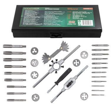 Набор метчиков и плашек 32 пр(М3х0.5,М4х0.7,М5х0.8,М6х1,М8х1.25,М10х1.5,М12х1.75), в металлическом кейсе RockForce##Rock FORCE RF-M032-1