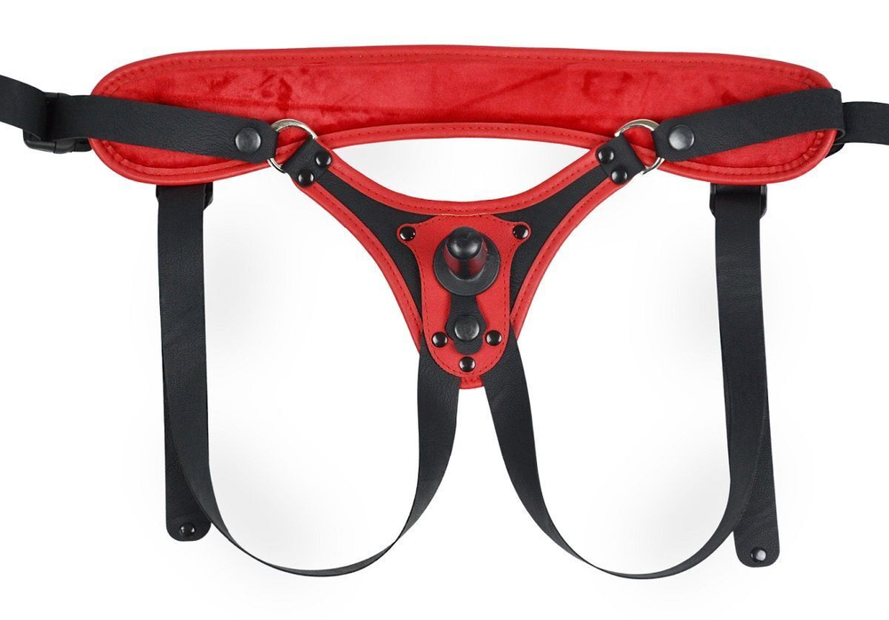 Красно-черные универсальные трусики с 2 способами крепления насадок (Цвет: красный с черным)