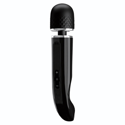 Черный мощный жезловый вибратор с изогнутой ручкой Charming Massager - 24 см. (Цвет: черный)