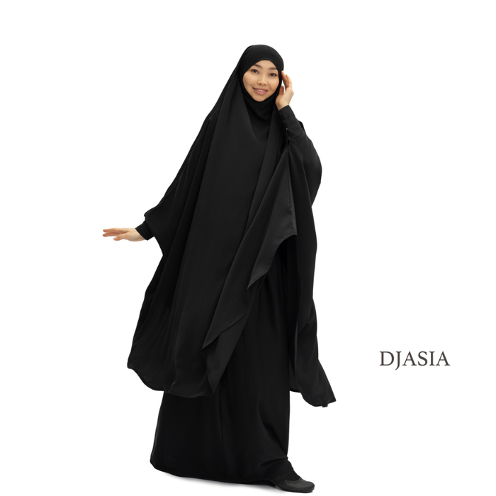 КОМПЛЕКТ: ХИМАР С РУКАВАМИ НА КНОПКАХ И ЮБКА ИЗ АБАЙНОГО ШЕЛКА