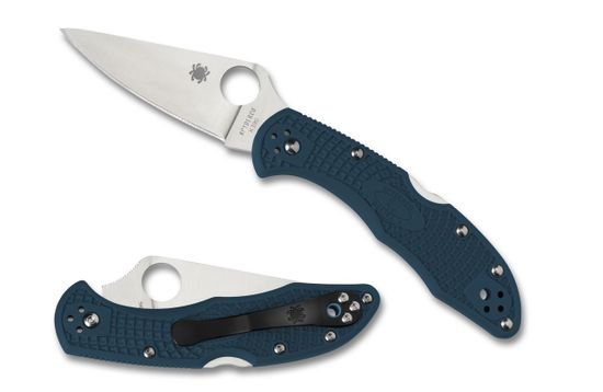 Складной нож Spyderco Delica Flat Ground Blue 11FPK390 c клинком из стали Bohler K390 Microclean, рукоять FRN