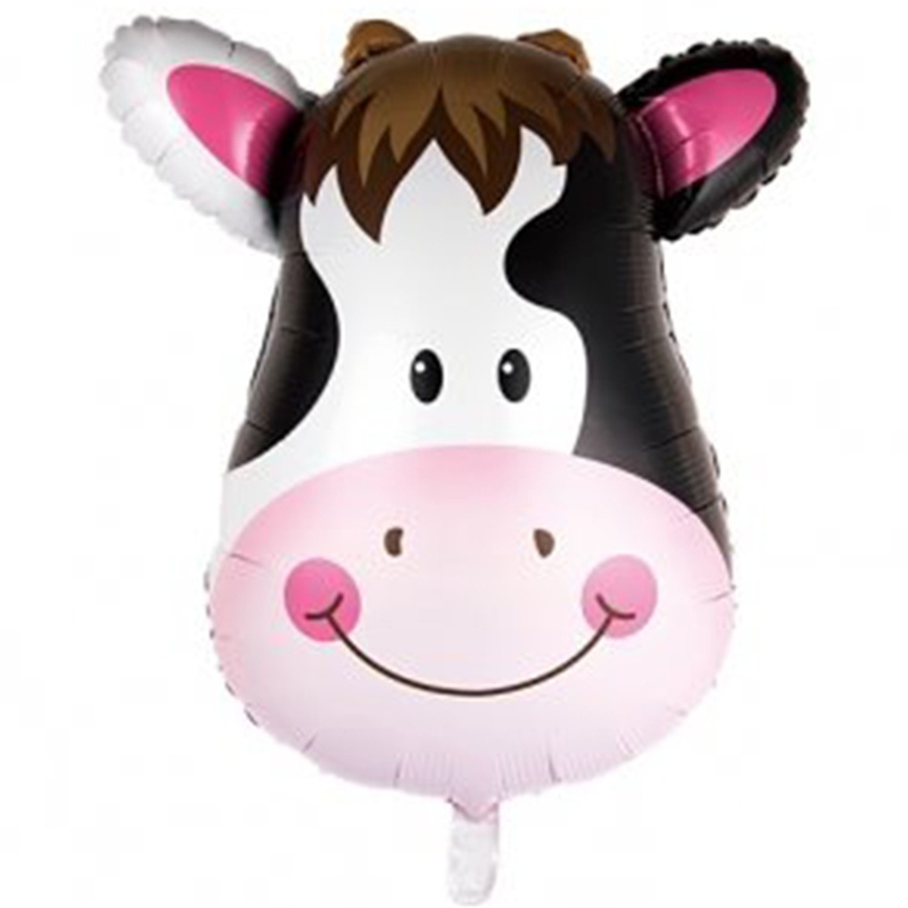 Шар Фольгированный Корова голова большая (Белый, Черный)
