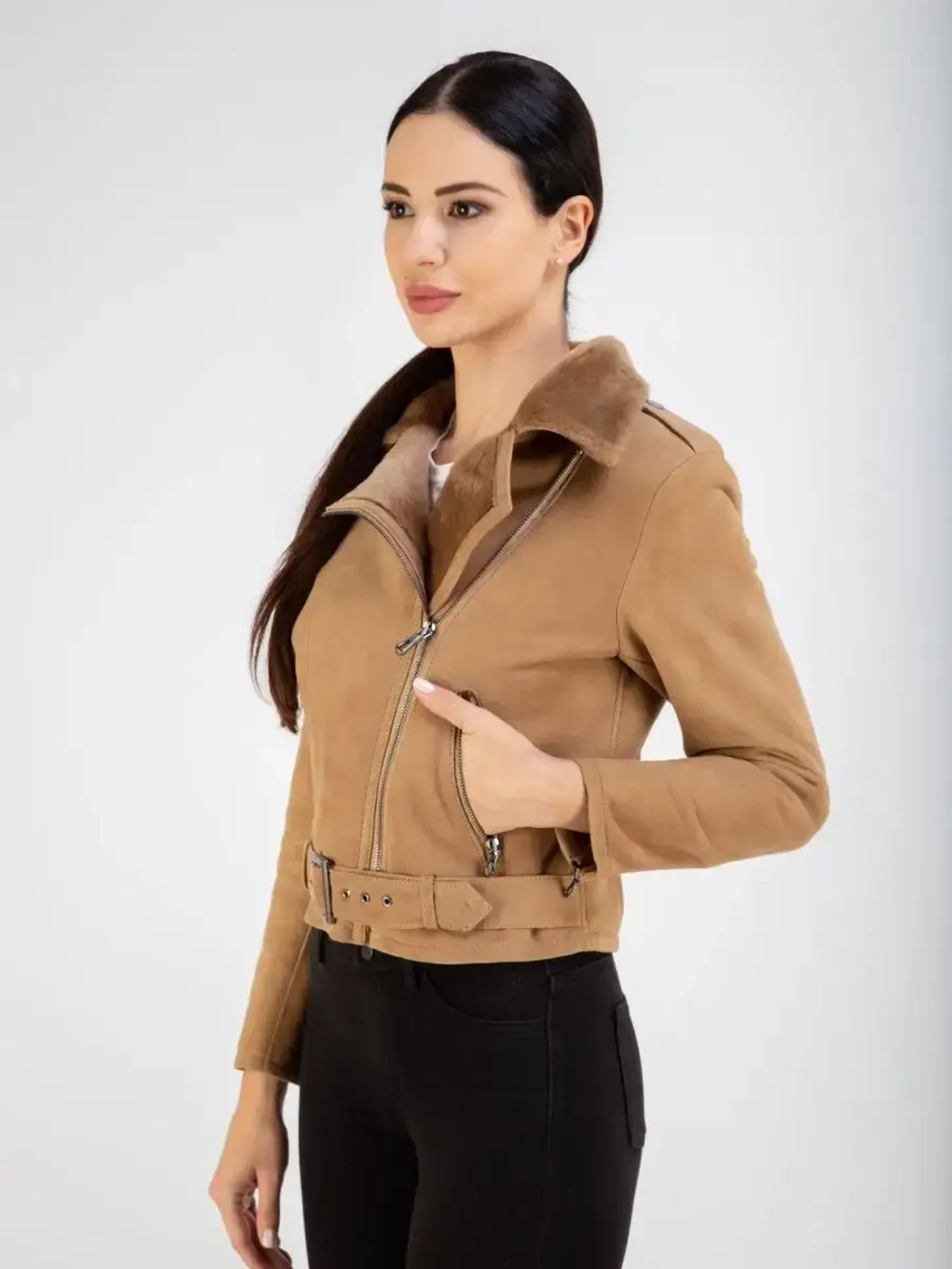 Дубленка авиатор натуральная автоледи Турция