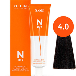 OLLIN PROFESSIONAL N-JOY - перманентная крем-краска для волос, 4/0 шатен, 100 мл