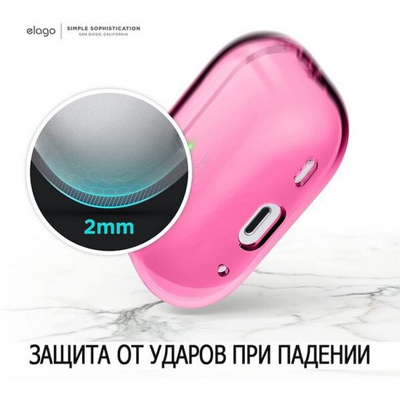 Чехол Elago Clear Hang case для AirPods Pro 2 (2022) (EAPP2CL-HANG-NHP) неоновый розовый