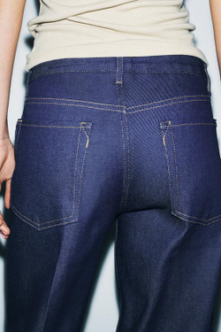 ZARA ДЖИНСЫ SELVEDGE С НИЗКОЙ ПОСАДКОЙ — ZW COLLECTION, СИНИЙ