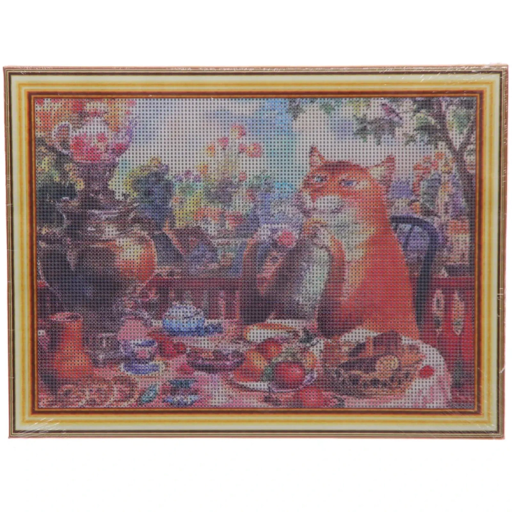 Алмазная мозаика на подрамнике с полным заполнением «МИР ЯРКИХ КРАСОК», чаепитие, 30*40см