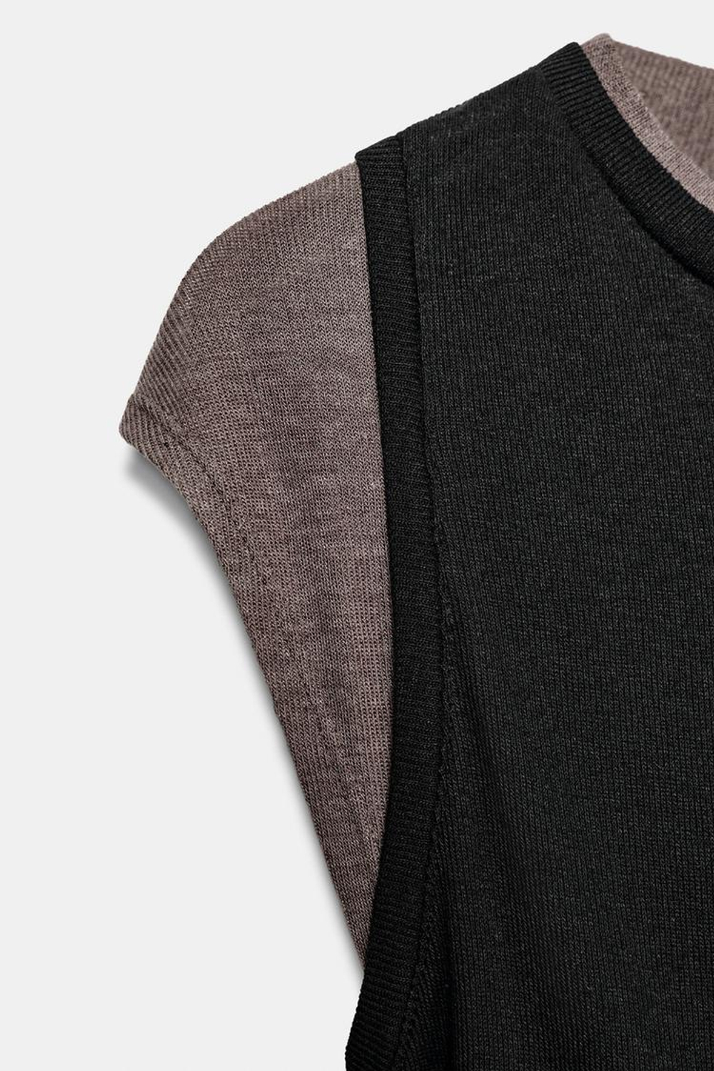 ZARA ТОП С ДВОЙНЫМ КОНТРАСТНЫМ ЭФФЕКТОМ, ЧЕРНЫЙ/КОРИЧНЕВЫЙ