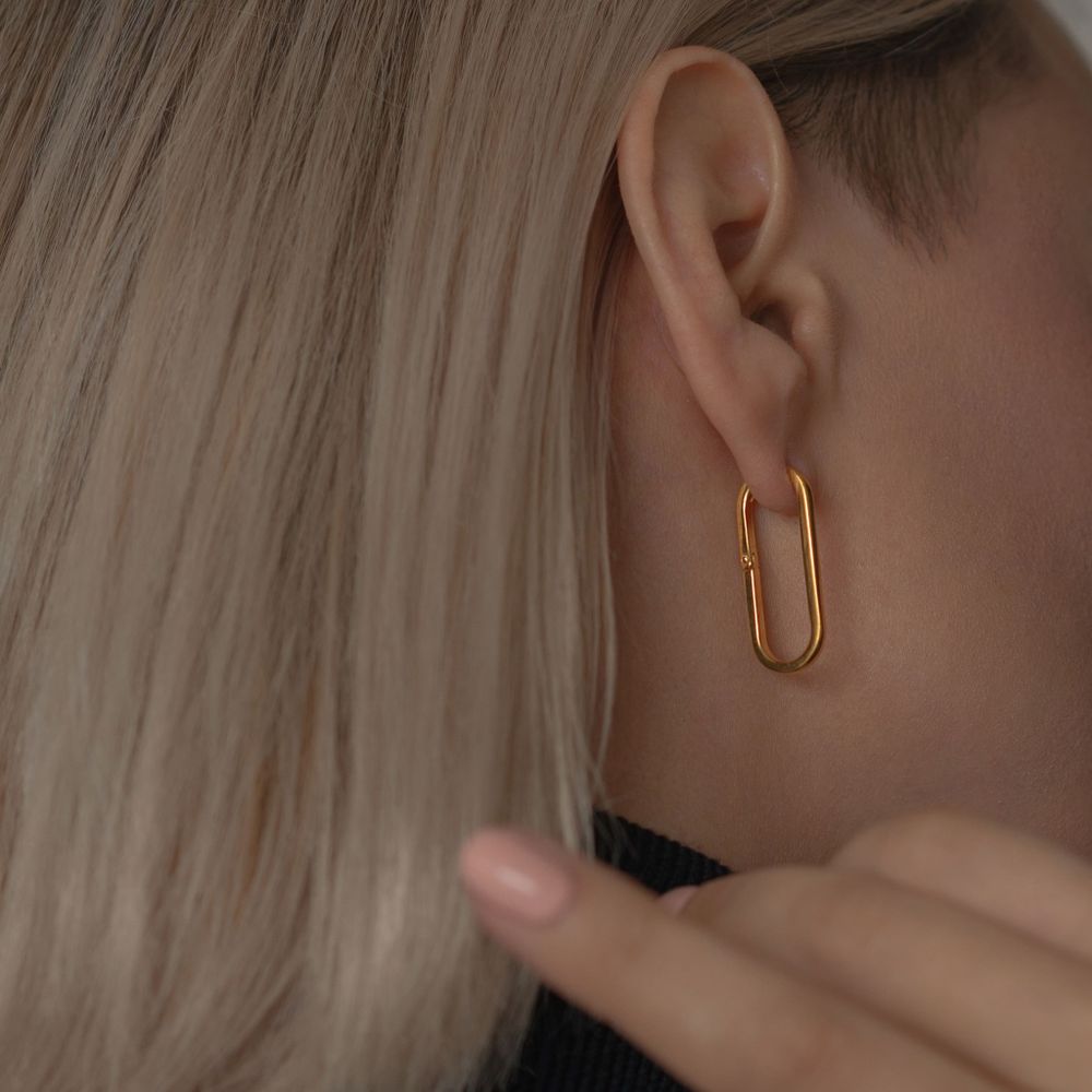 Серьги Base 8 на 24, позолота