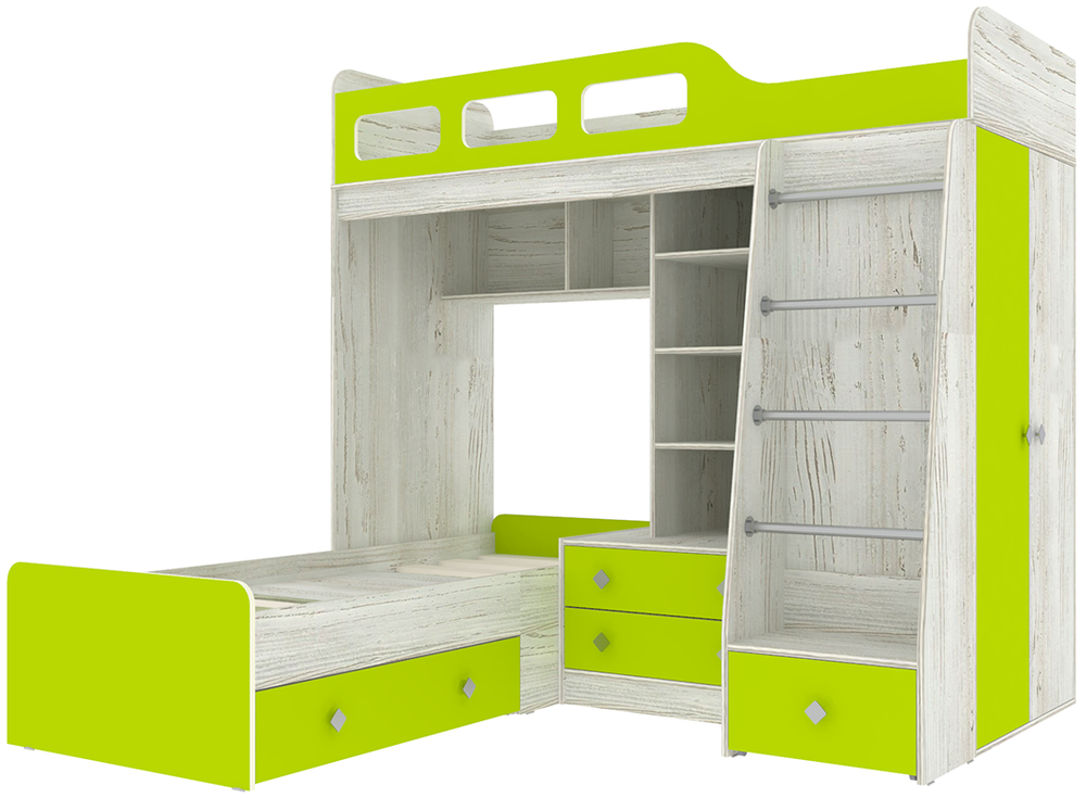 Двухъярусная кровать КарИВи Астра 4 Винтерберг Лайм