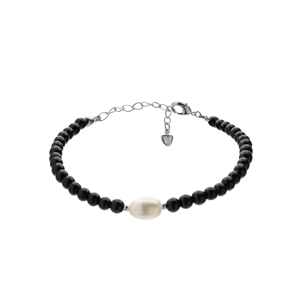 Браслет из натурально Агата и Жемчужины, silver