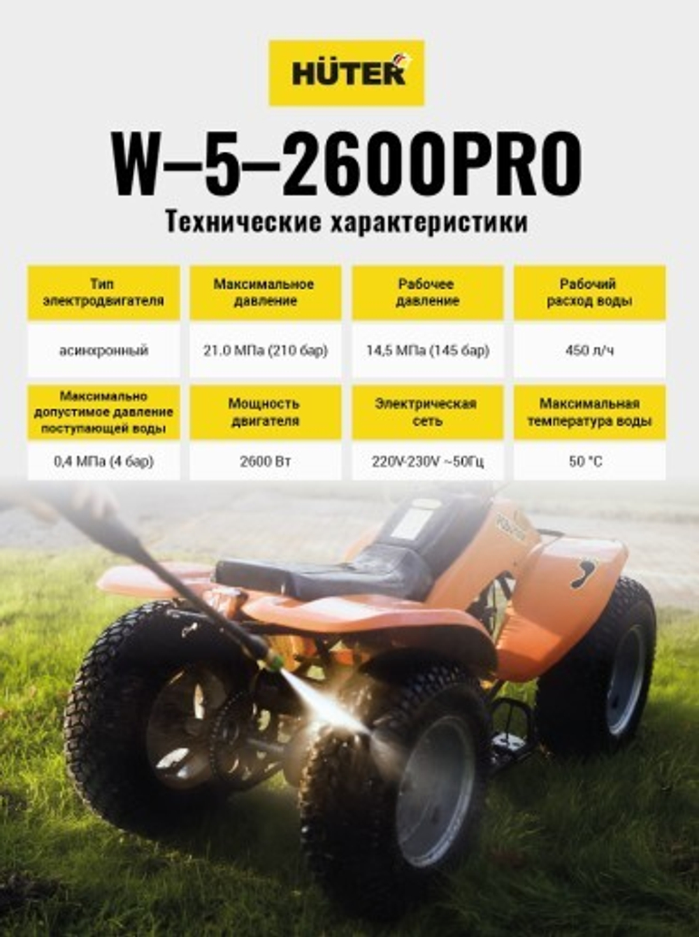 Мойка высокого давления HUTER W-5-2600 PRO 70/8/33