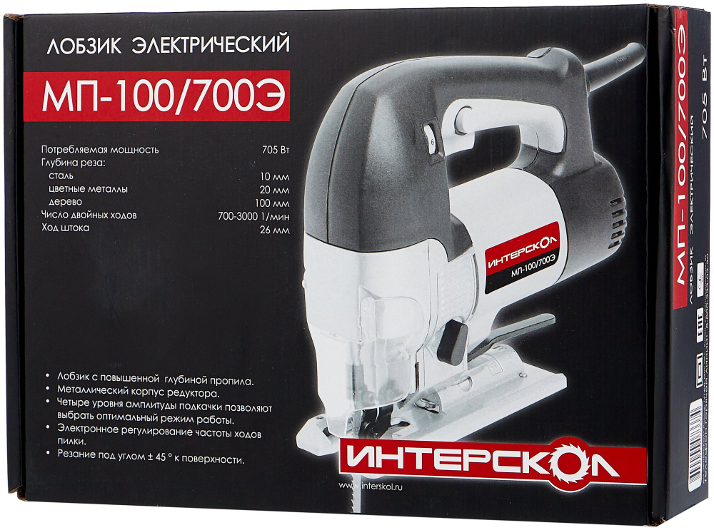 Лобзик интерскол мп-100/700э 705вт 3000ходов/мин от электросети 15.1.1.11